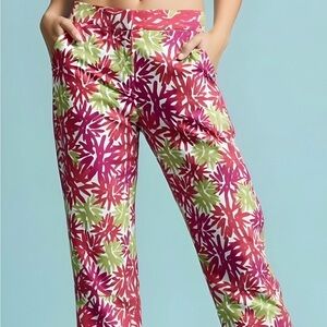 Pappagallo Preppy Bootcut Pants Sz 8 Boho Chic Abstract Artsy Woman’s 27” Length